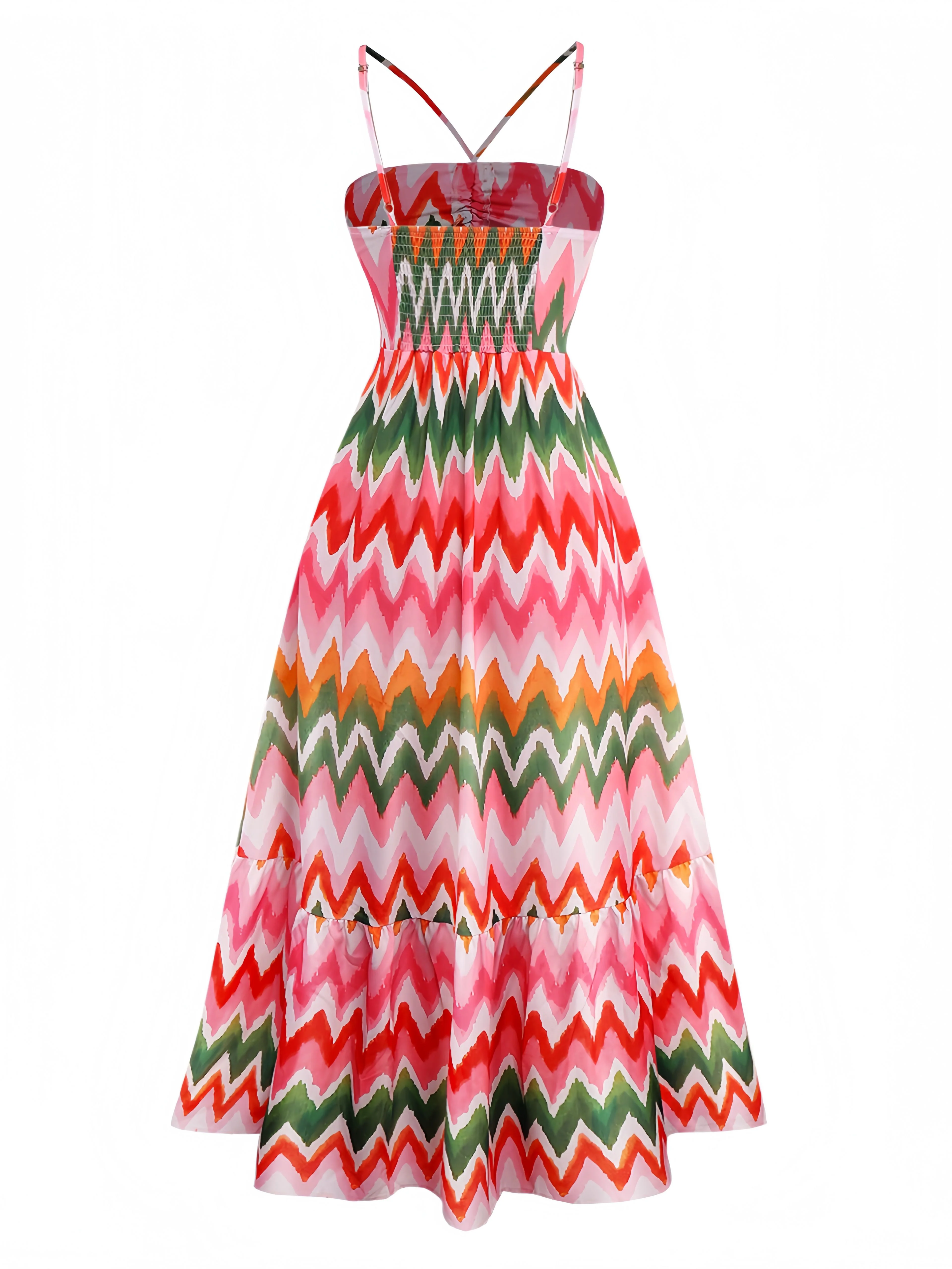 1940s Halter Geometric Print Vacation Dress - Image 2