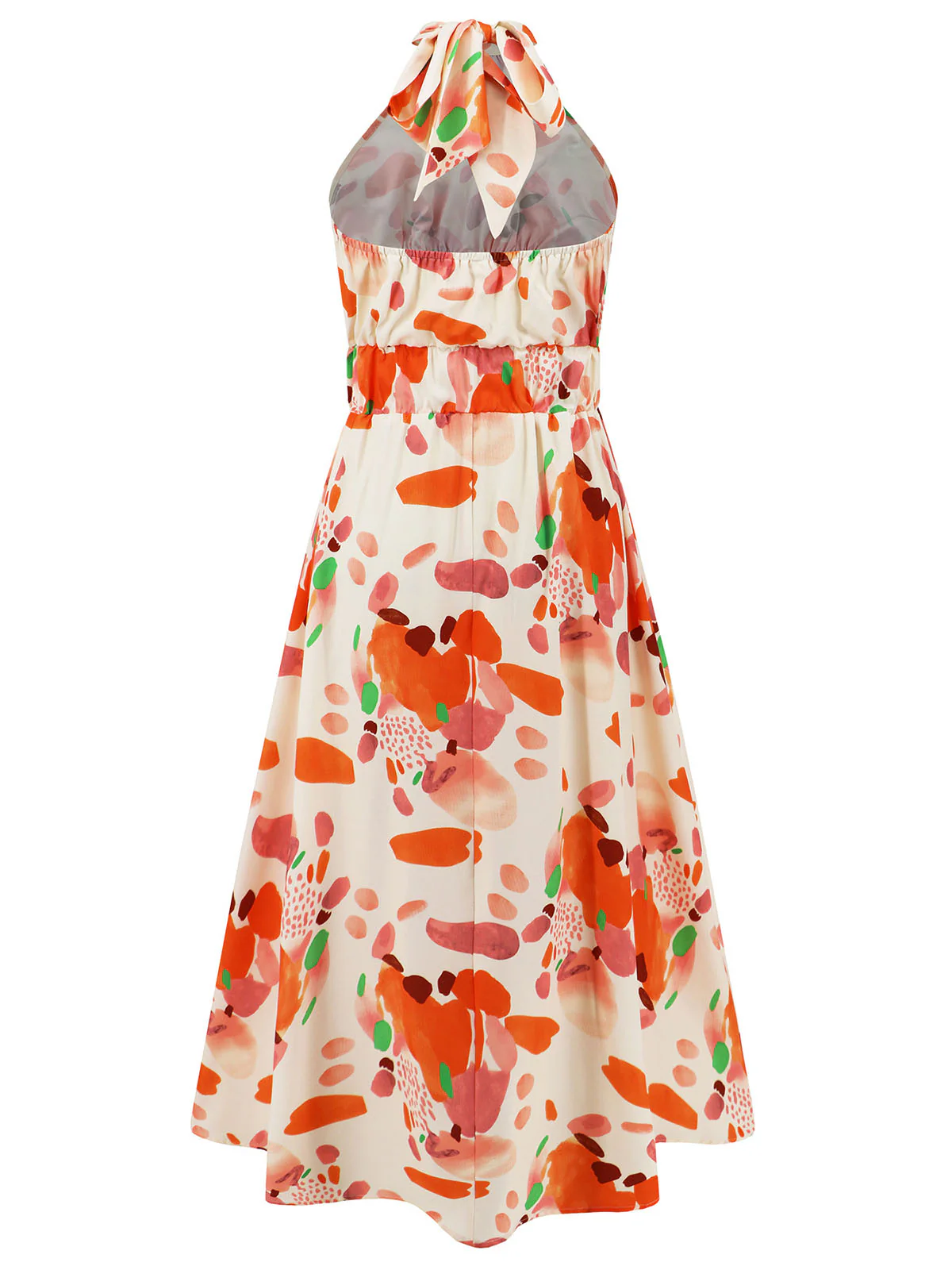 1940s Halter Lace-Up Printed Sleeveless Dress - Image 2
