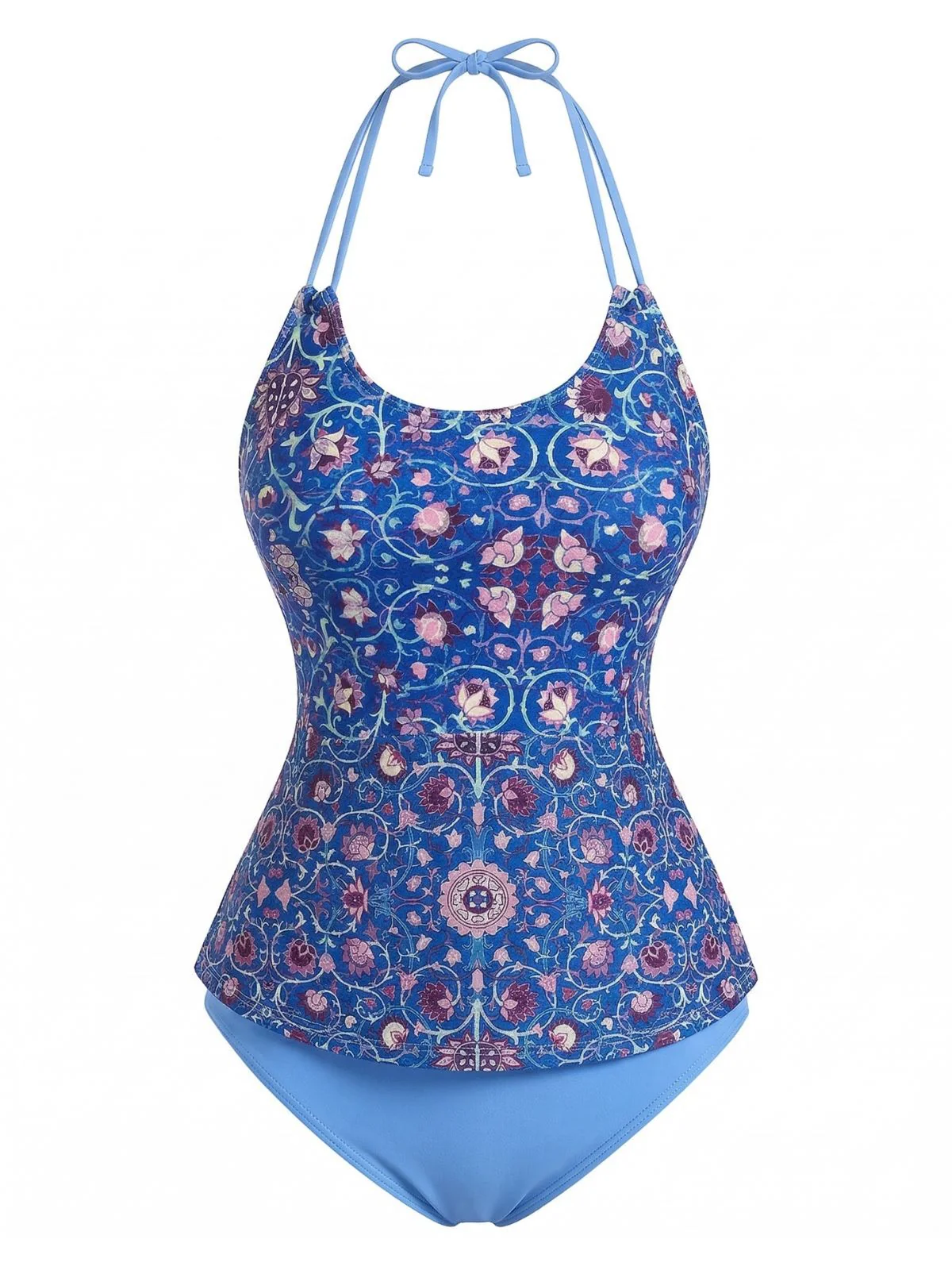 1940s Halter Retro Floral Prints Tankini Set - Image 2