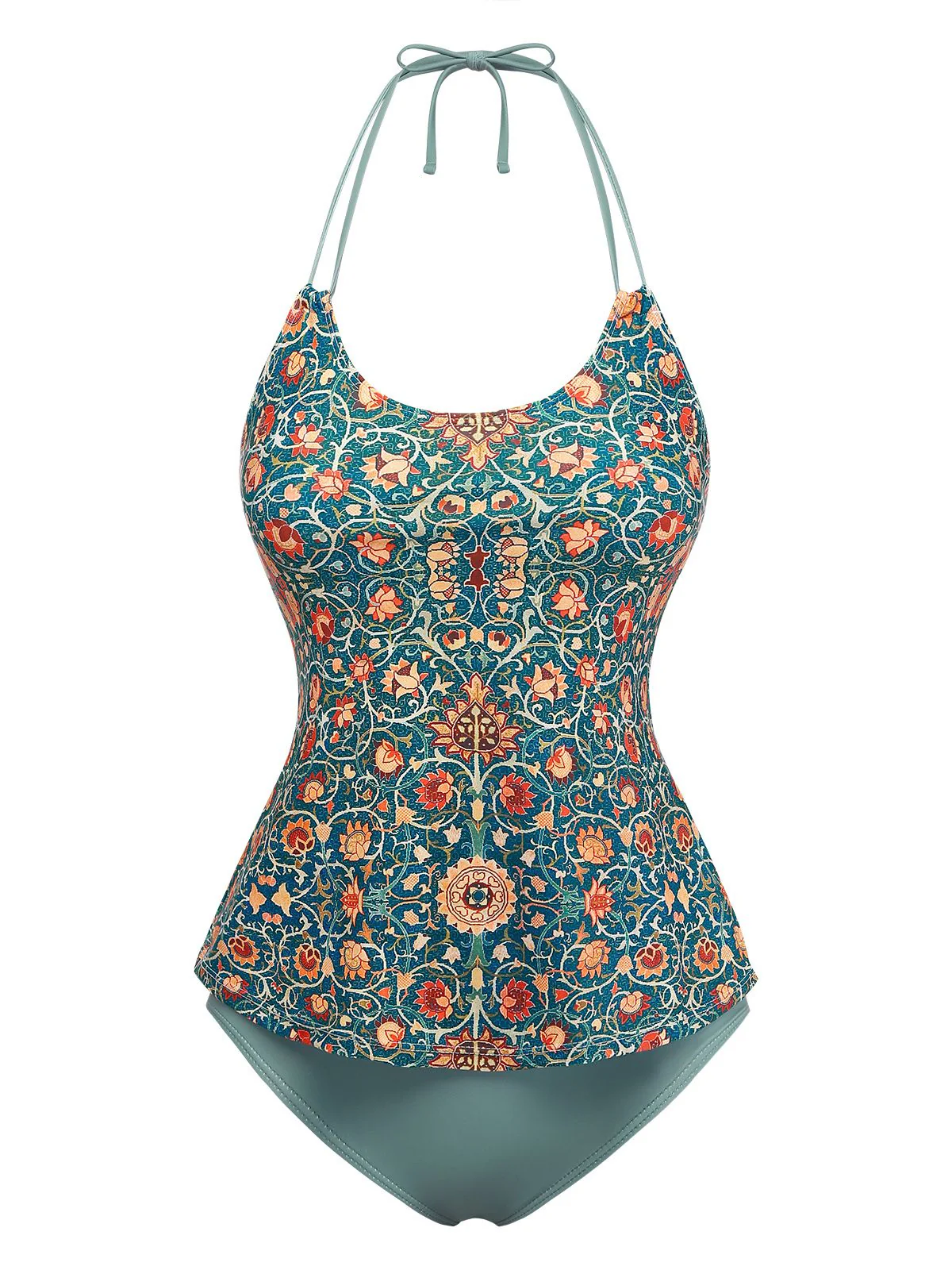 1940s Halter Retro Floral Prints Tankini Set - Image 3