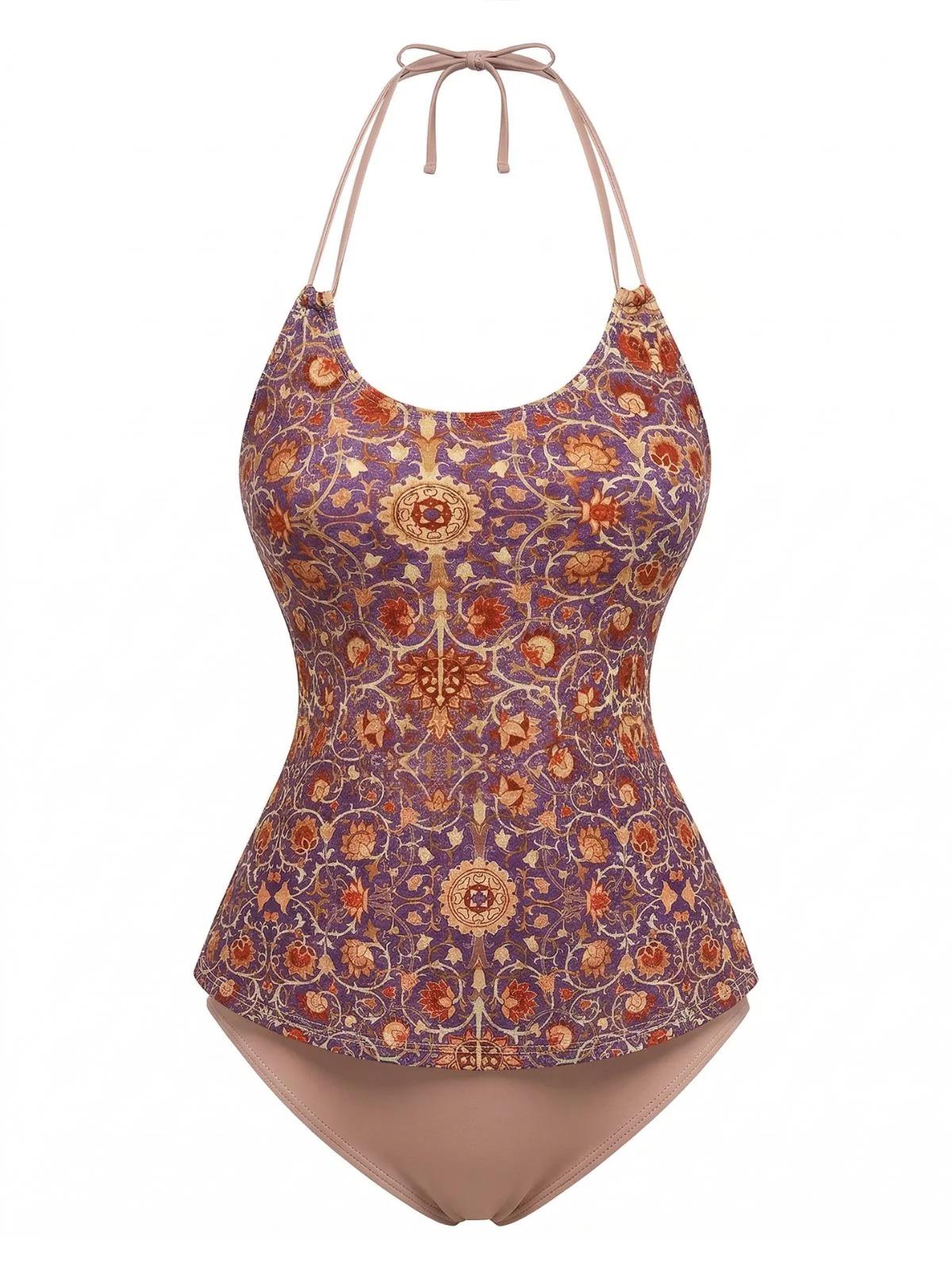 1940s Halter Retro Floral Prints Tankini Set - Image 9