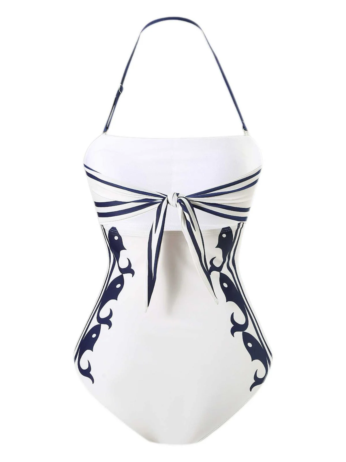 1940s Halter Swimsuit & Sailor-Stripe Shorts Set - Image 3