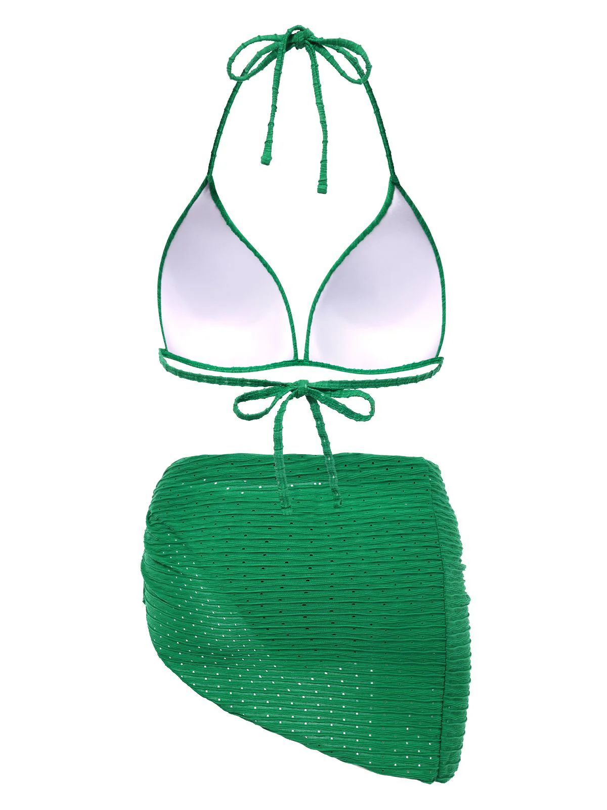 1940s Halter Textured Solid Bikini Set & Cover-Up - Image 6