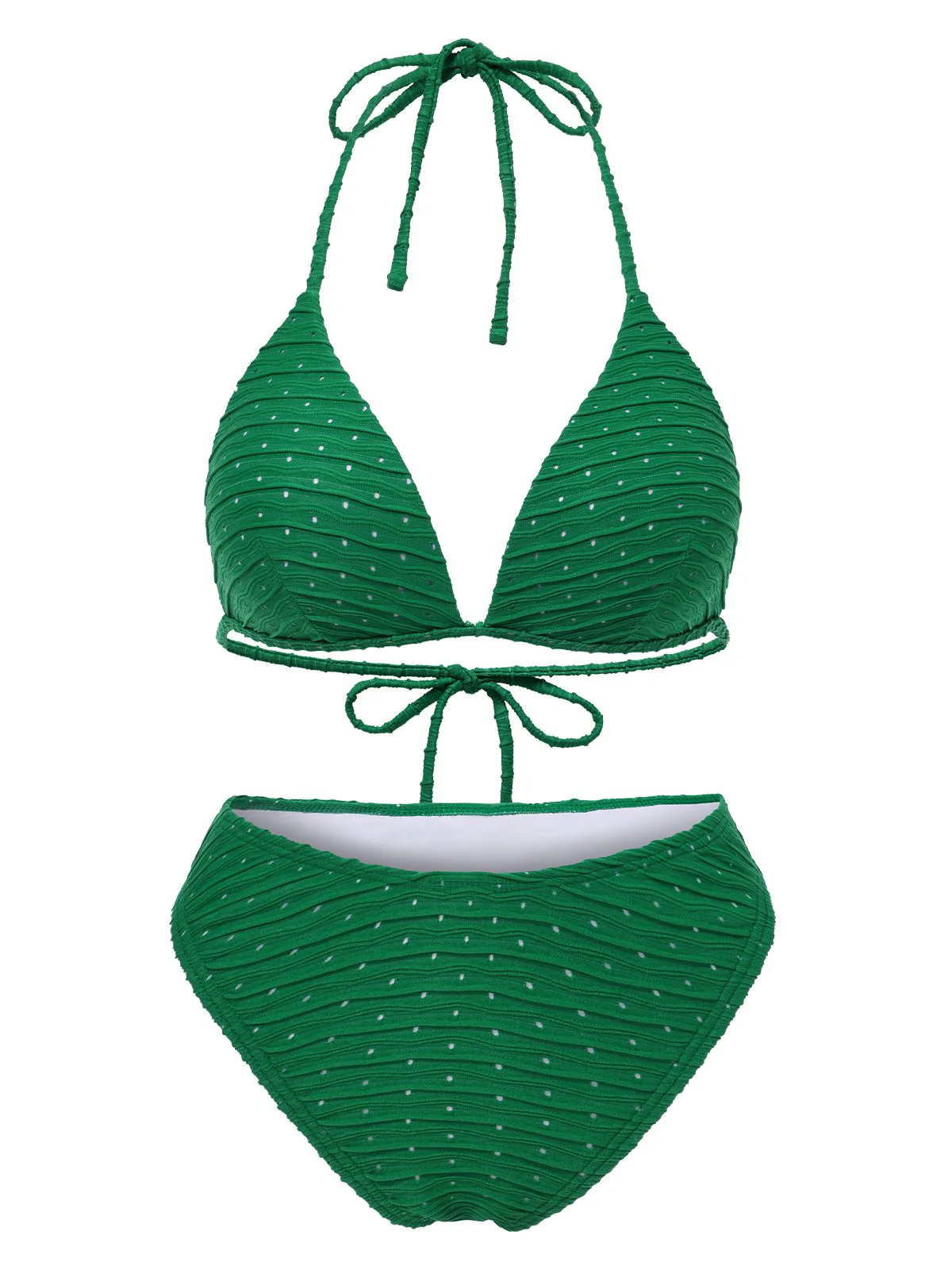1940s Halter Textured Solid Bikini Set & Cover-Up - Image 7