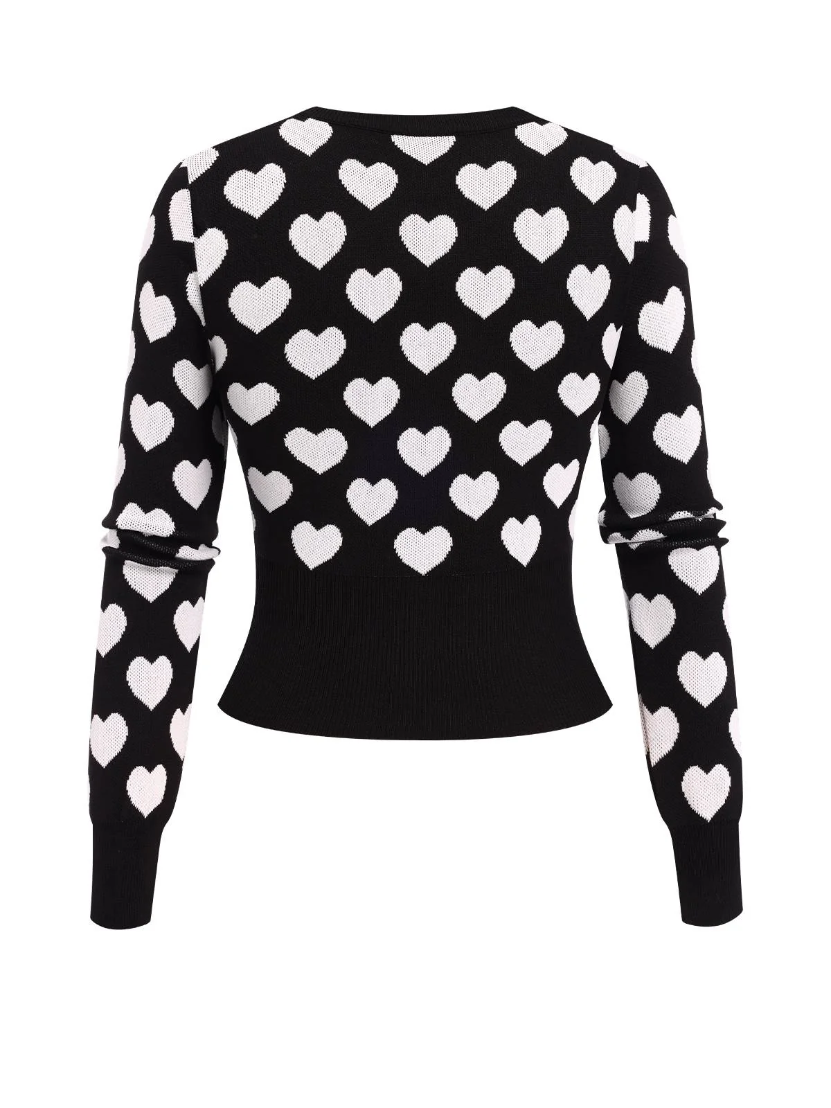 1940s Hearts Contrast Short Sweater - Image 2