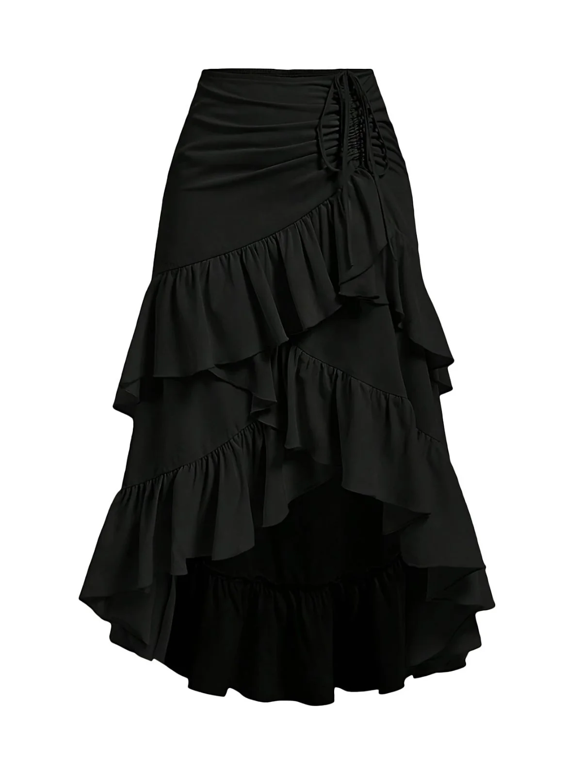 1940s High-Waist Paneled Ruffle Hem Skirt - Image 7