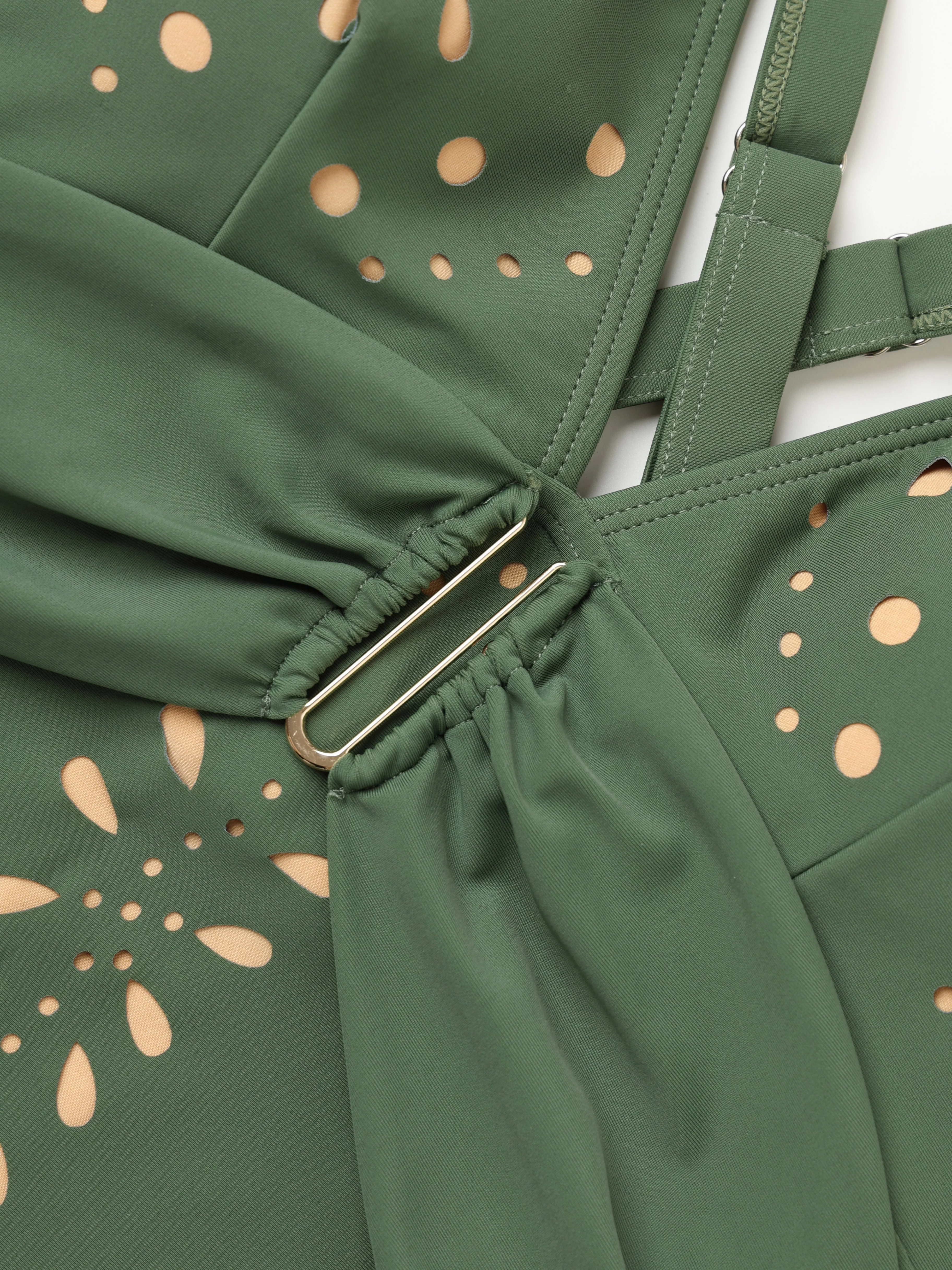 1940s Hollow Out Metal Buckle One-Piece Swimsuit - Image 9