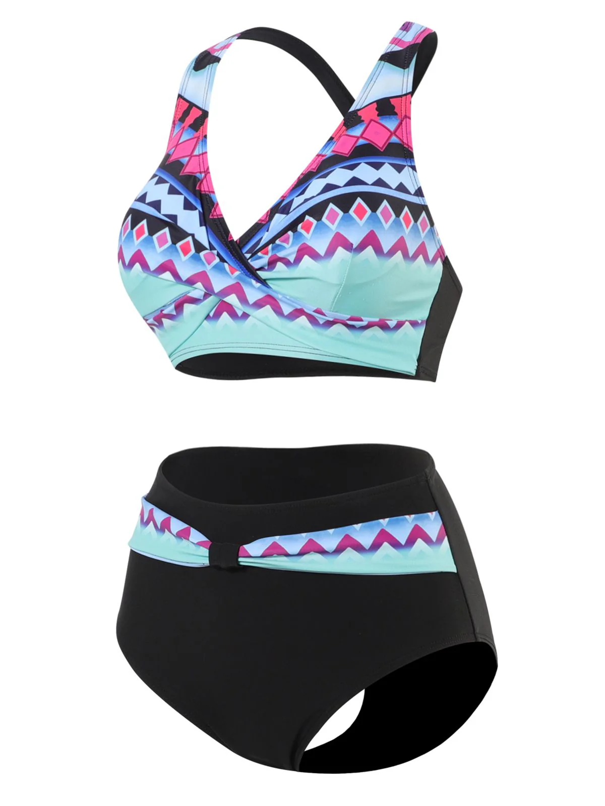 1940s Irregular Printed Patchwork Bikini Set - Image 2