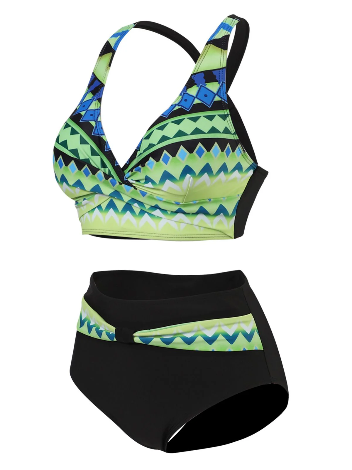 1940s Irregular Printed Patchwork Bikini Set - Image 5