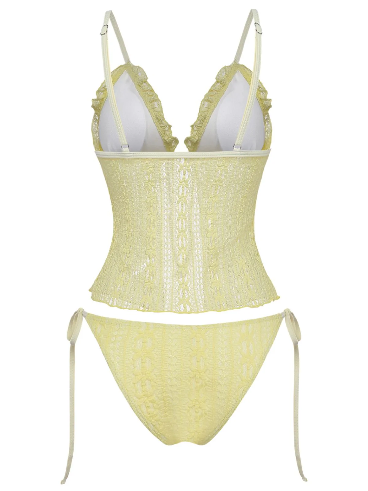 1940s Lace Knit Double-Layer Fabric Tankini Set - Image 3