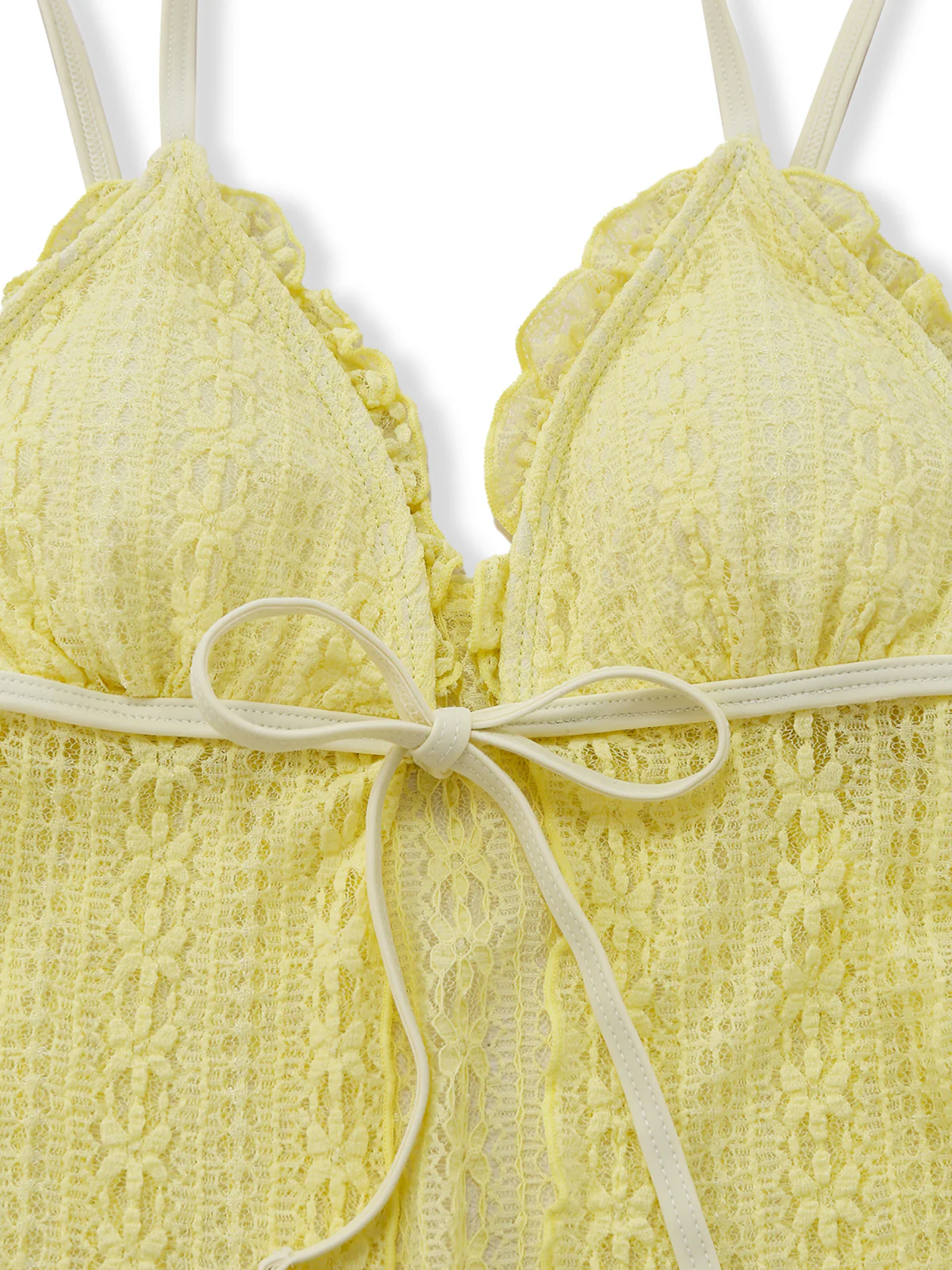 1940s Lace Knit Double-Layer Fabric Tankini Set - Image 4