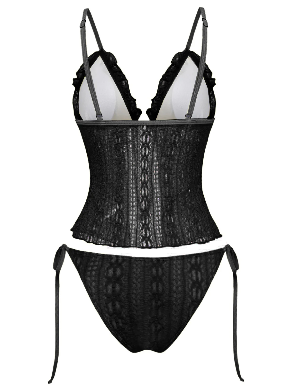 1940s Lace Knit Double-Layer Fabric Tankini Set - Image 9