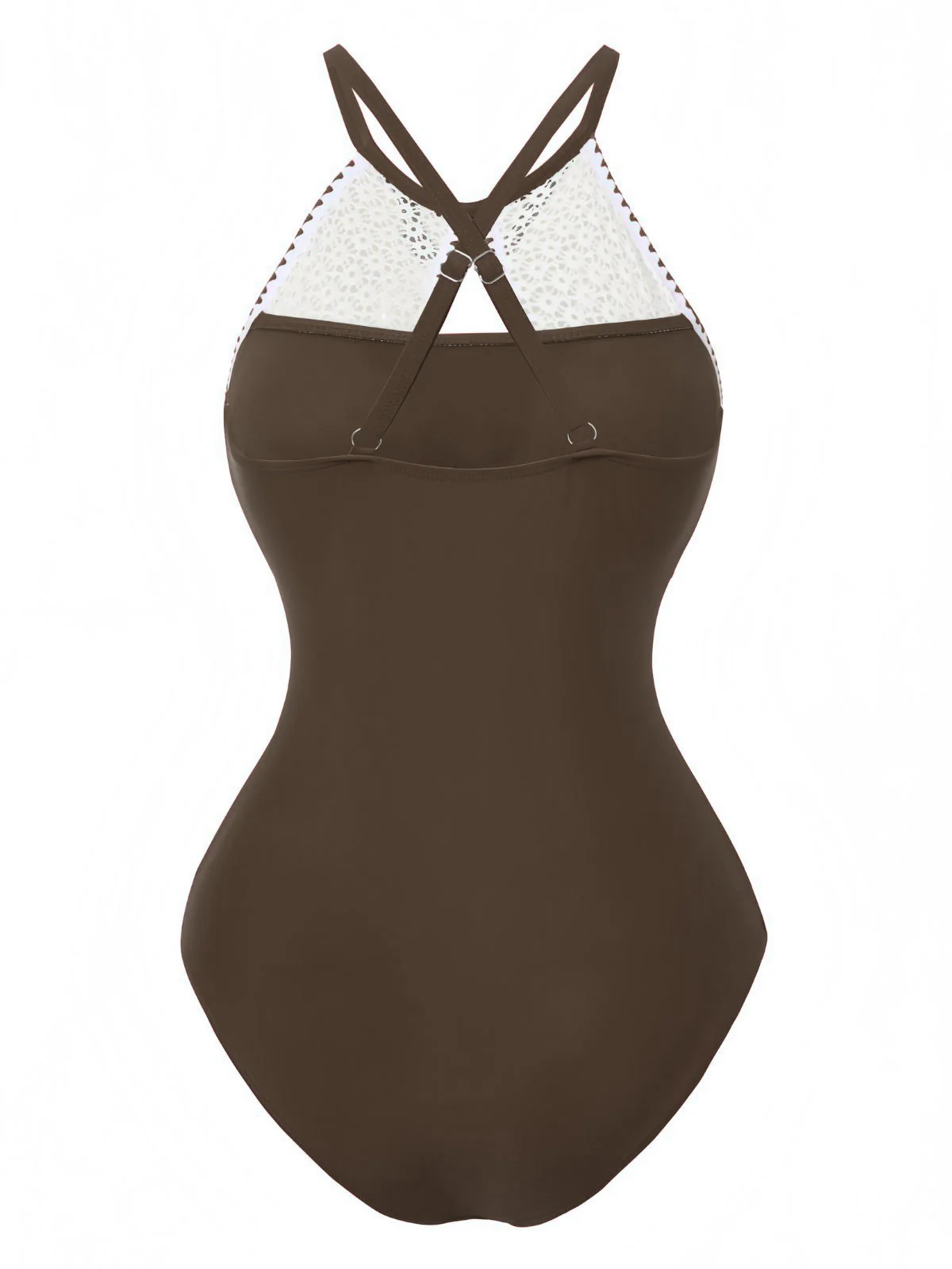 1940s Lace Patchwork Halter One-Piece Swimsuit - Image 5