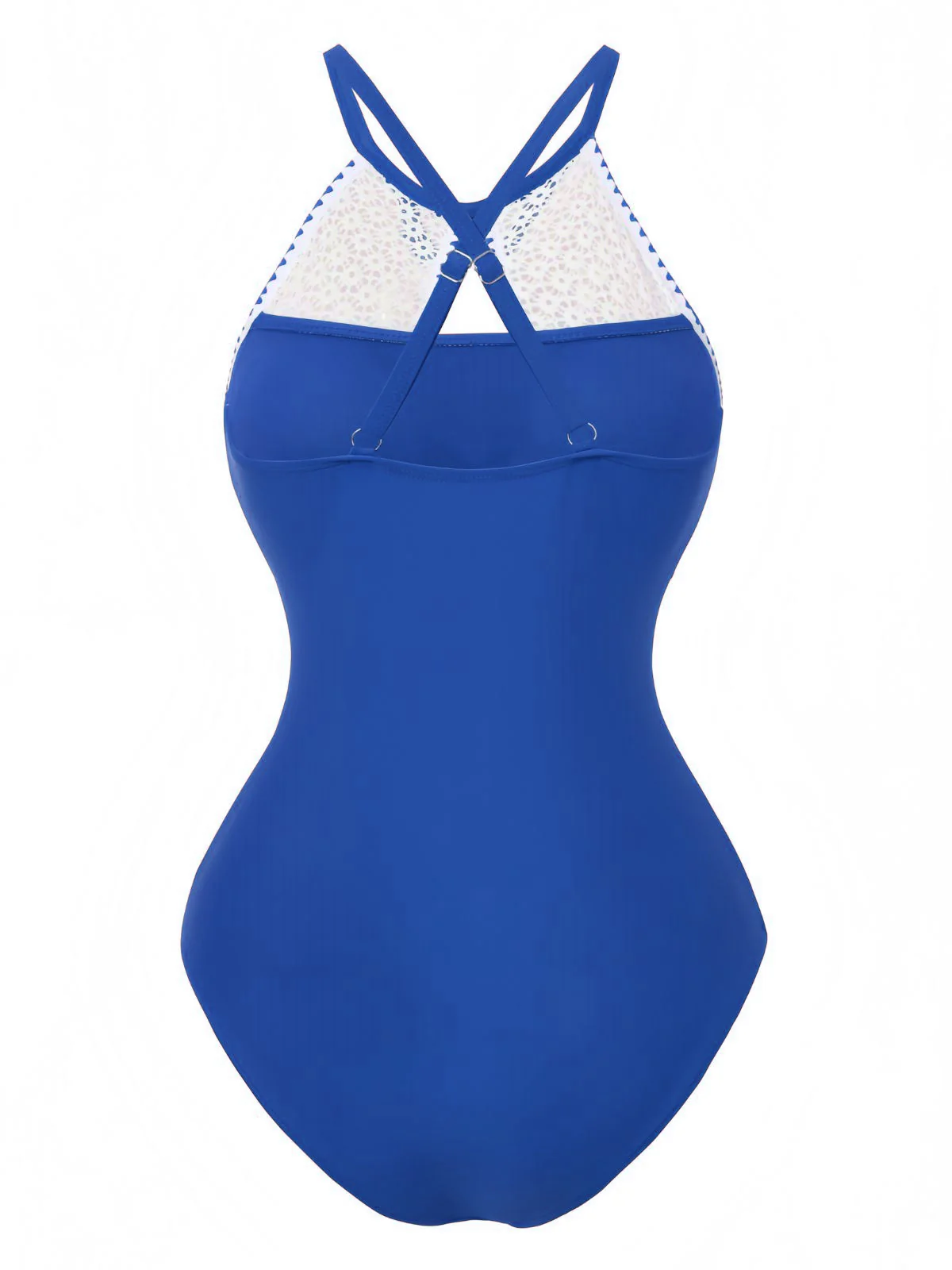 1940s Lace Patchwork Halter One-Piece Swimsuit - Image 7