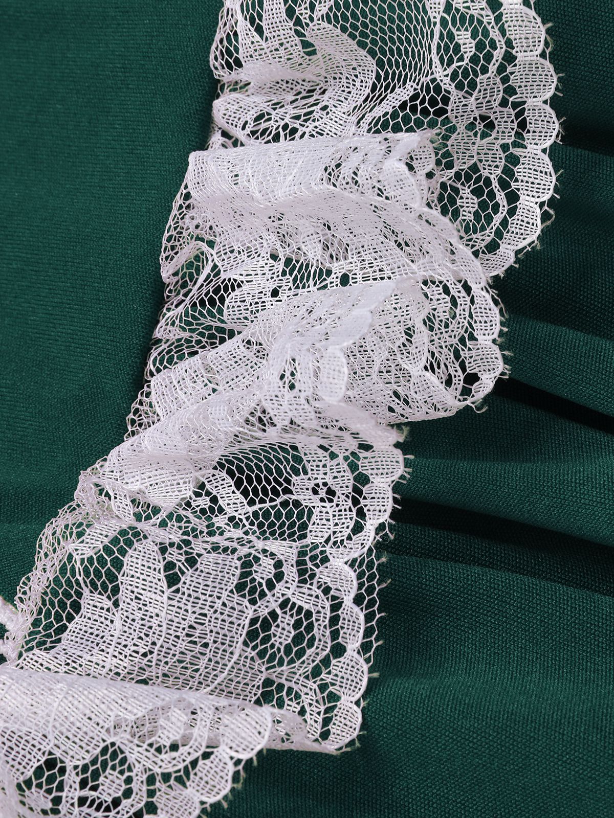 1940s Lace Puff Patchwork Dress & Ribbon - Image 10