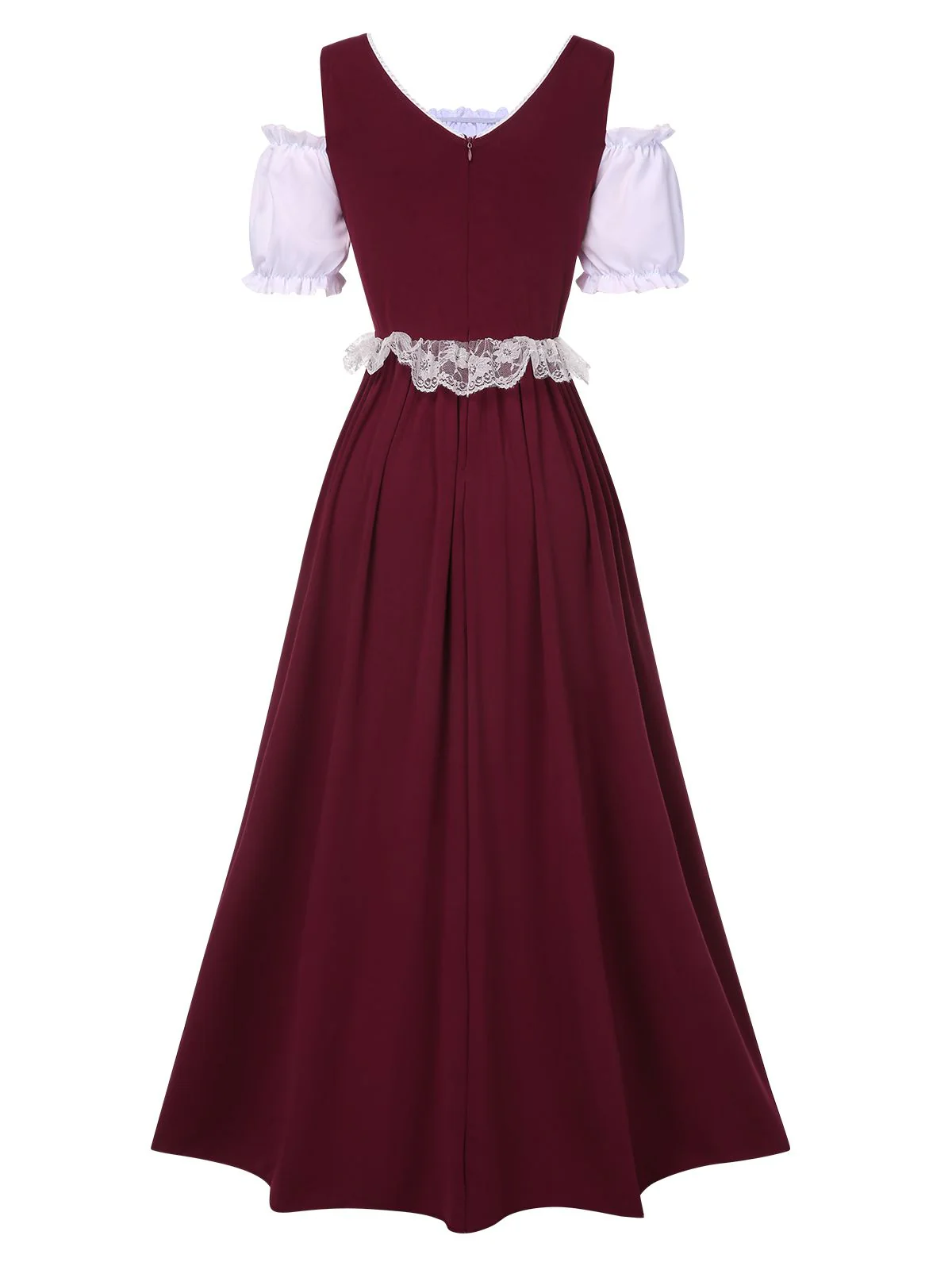 1940s Lace Puff Patchwork Dress & Ribbon - Image 3