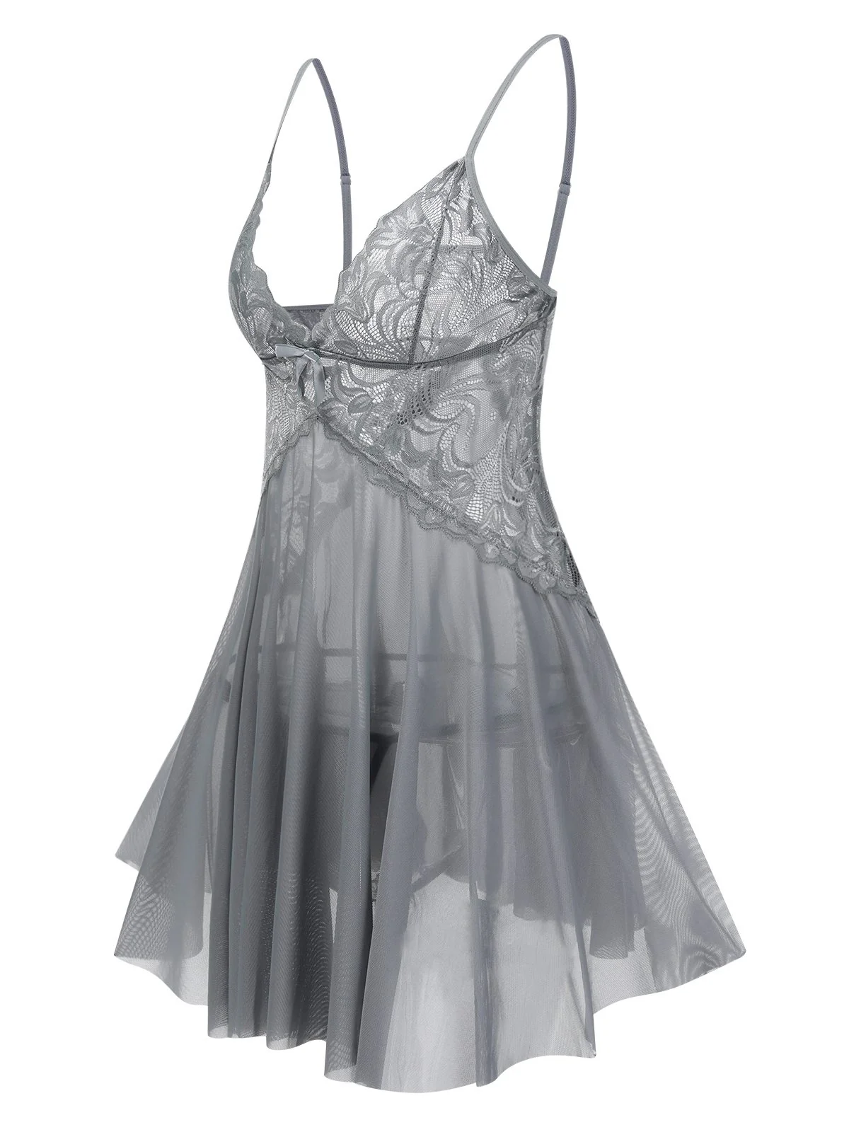 1940s Lace Suspender Sheer Nightgown - Image 2