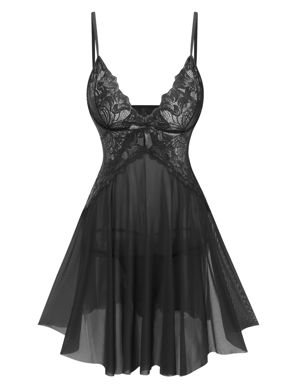 1940s Lace Suspender Sheer Nightgown - Image 4