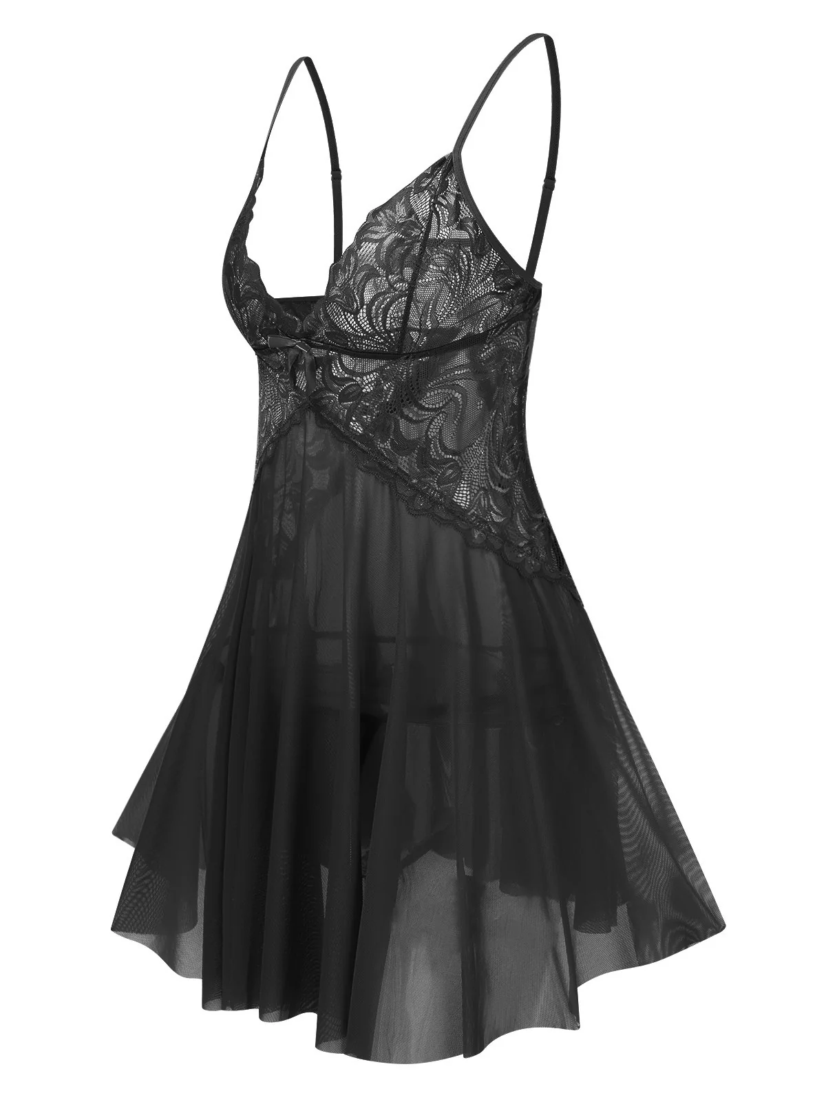 1940s Lace Suspender Sheer Nightgown - Image 5
