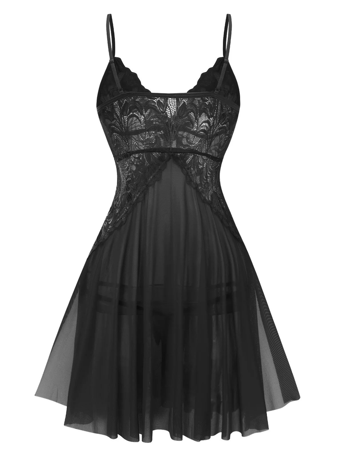 1940s Lace Suspender Sheer Nightgown - Image 6