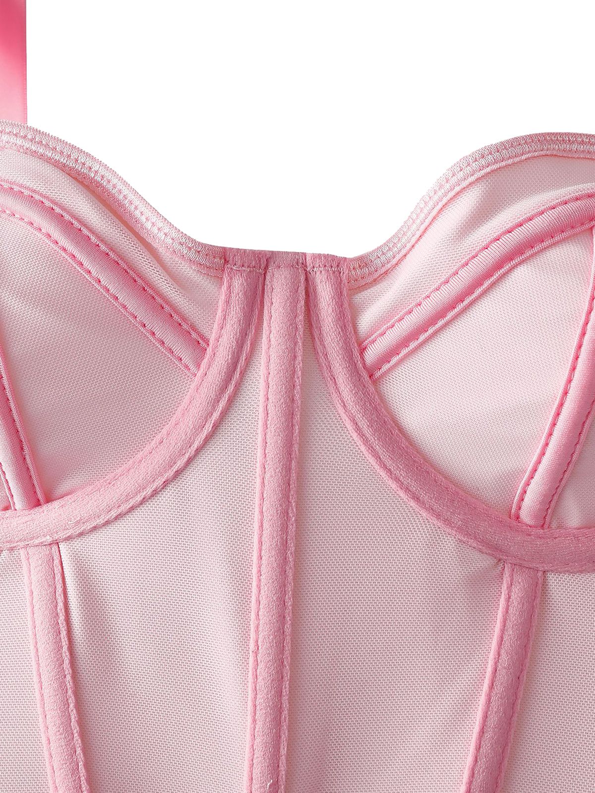 1940s Lace-Up Bow Mesh Corset Crop Camisole - Image 3