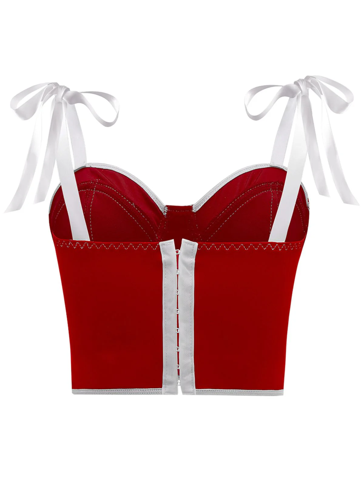 1940s Lace-Up Bow Mesh Corset Crop Camisole - Image 5
