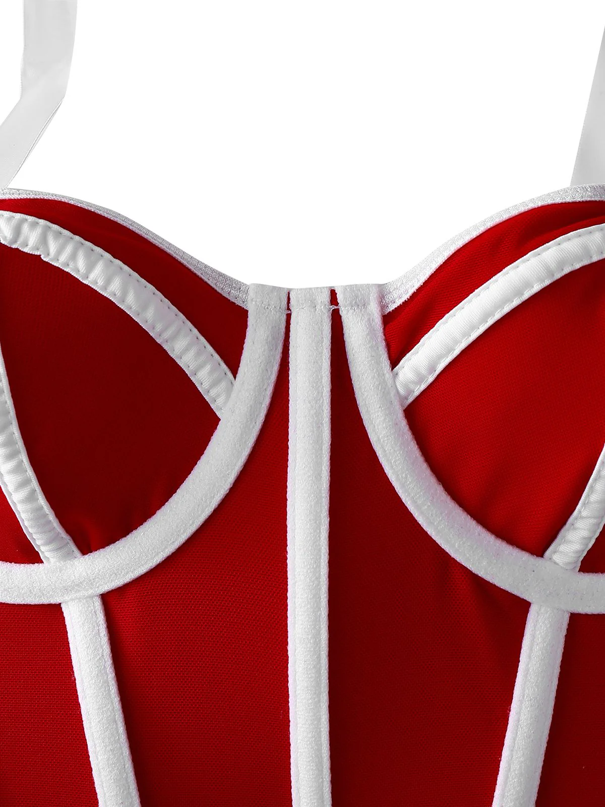 1940s Lace-Up Bow Mesh Corset Crop Camisole - Image 6