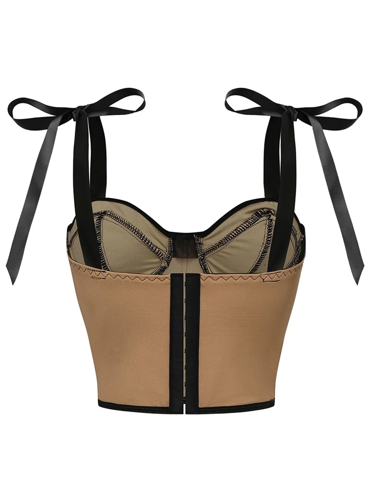 1940s Lace-Up Bow Mesh Corset Crop Camisole - Image 8