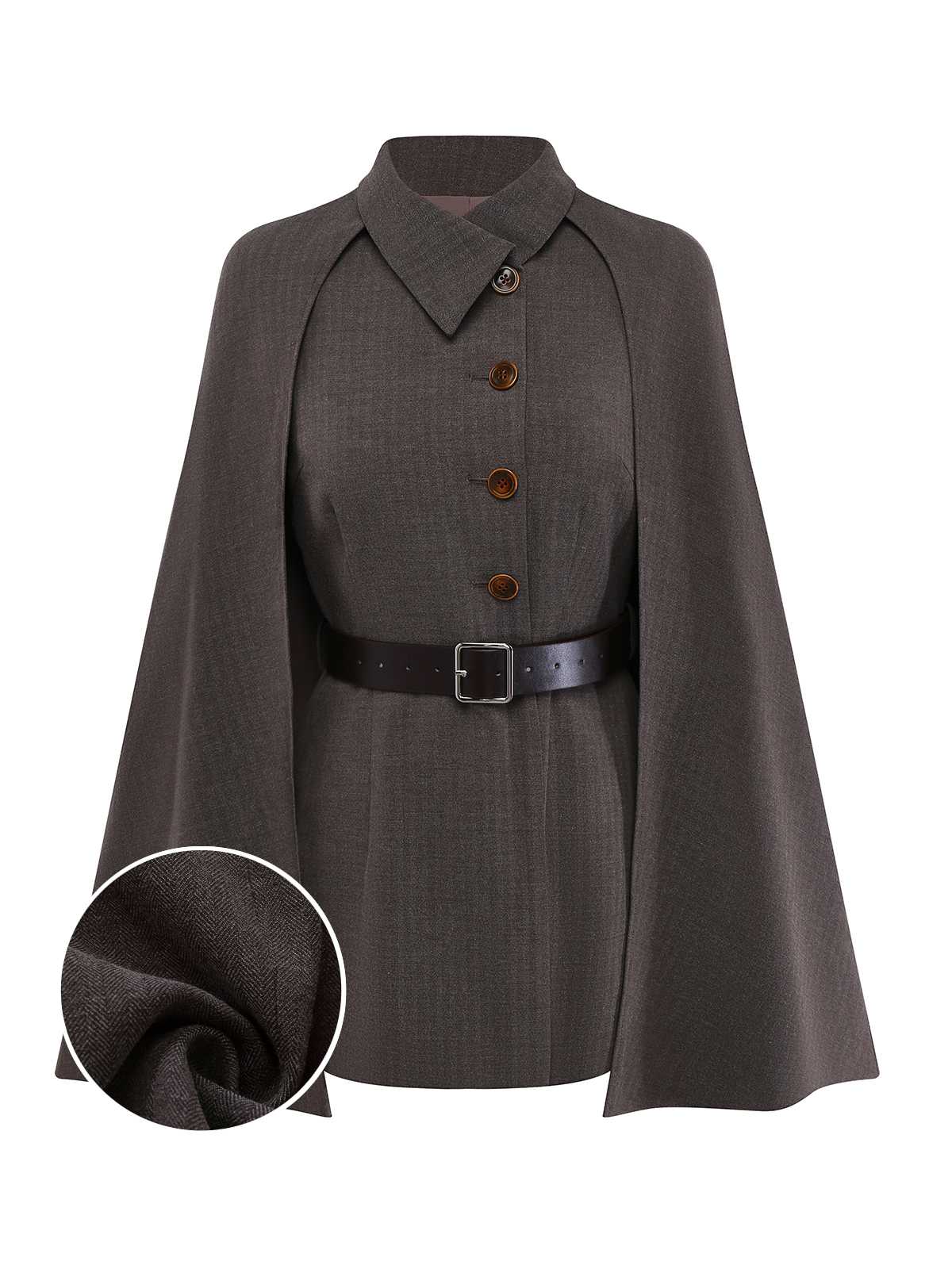 1940s Lapel Belted Jacket With Detachable Cape - Image 5