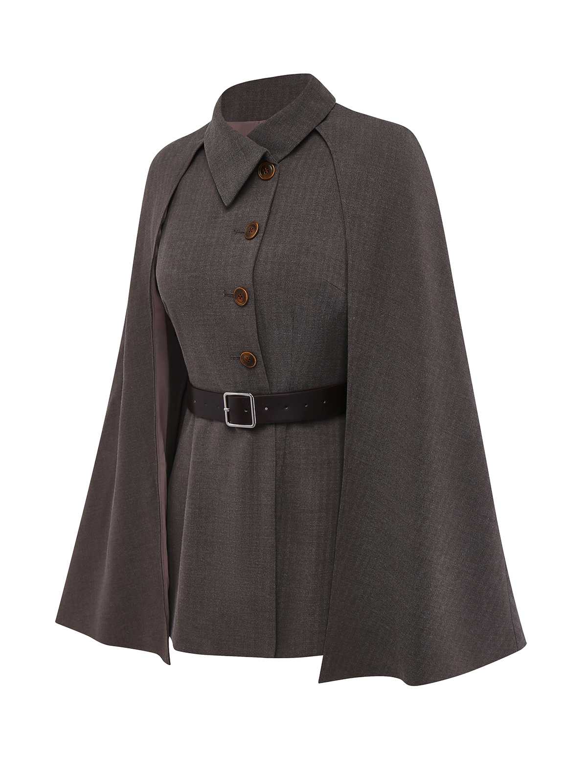 1940s Lapel Belted Jacket With Detachable Cape - Image 6