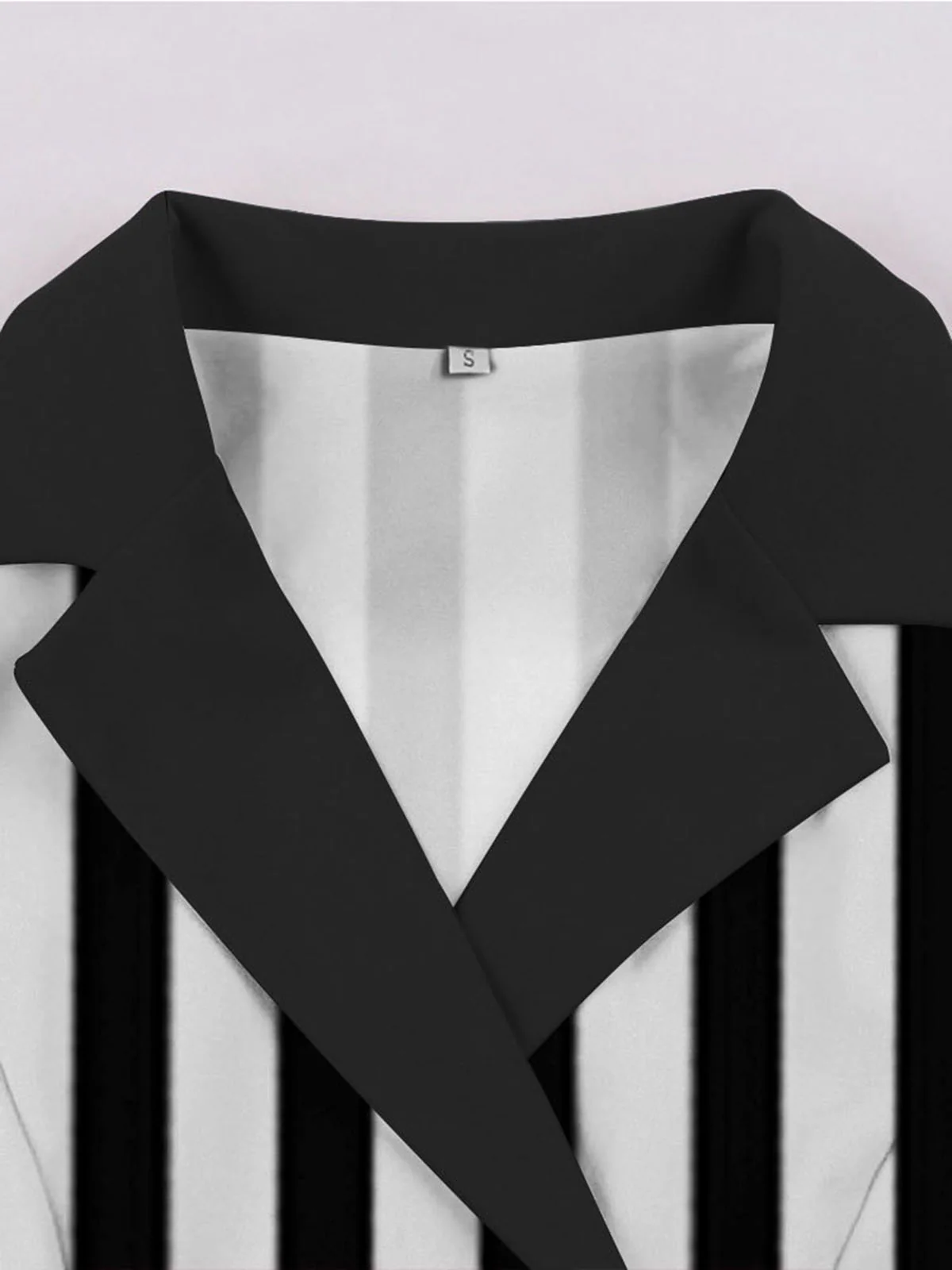 1940s Lapel Double Breasted Black & White Stripes Dress - Image 5