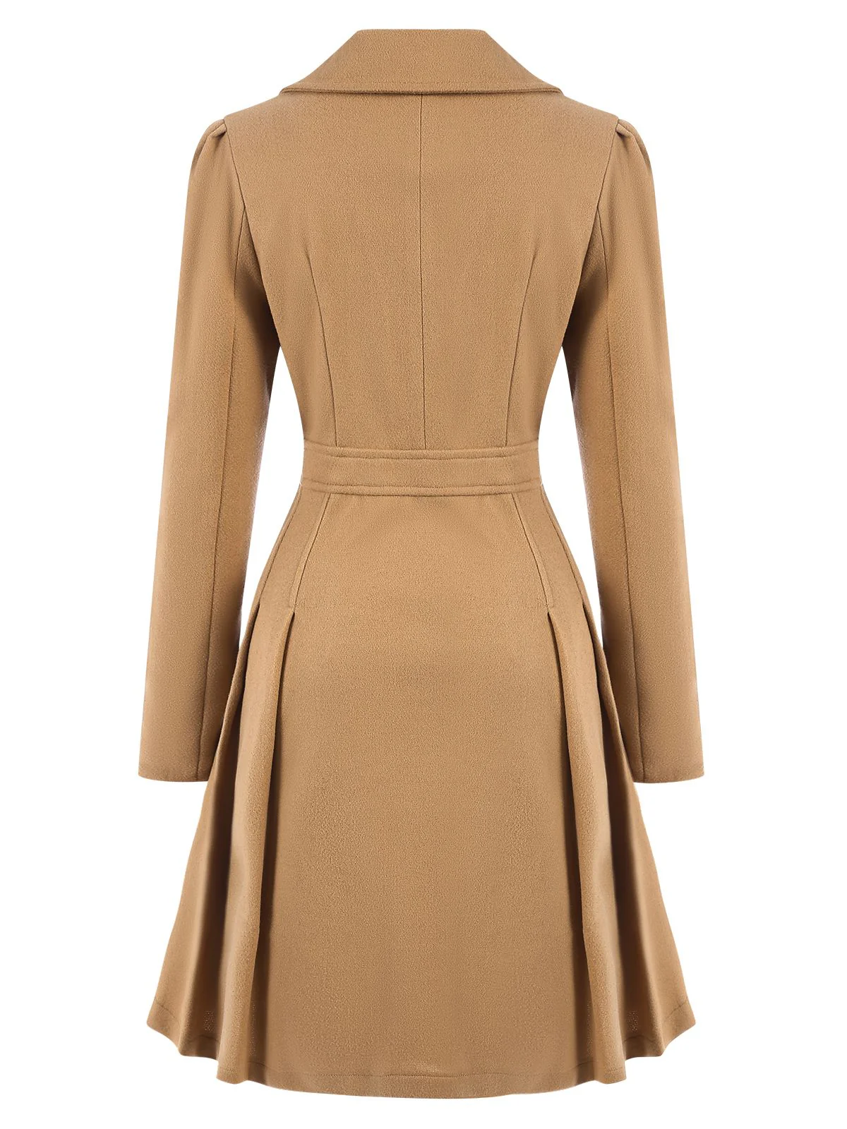 1940s Lapel Double-Breasted Pocket A-Line Coat - Image 4