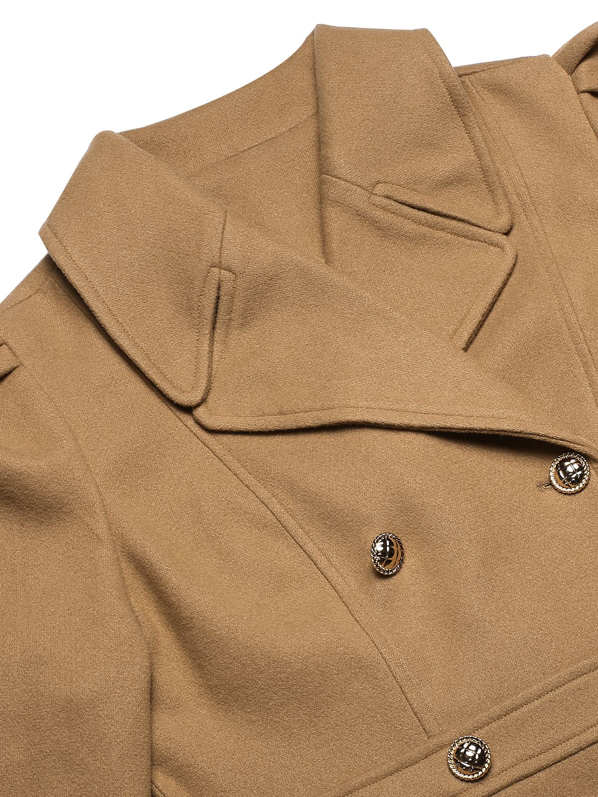 1940s Lapel Double-Breasted Pocket A-Line Coat - Image 5