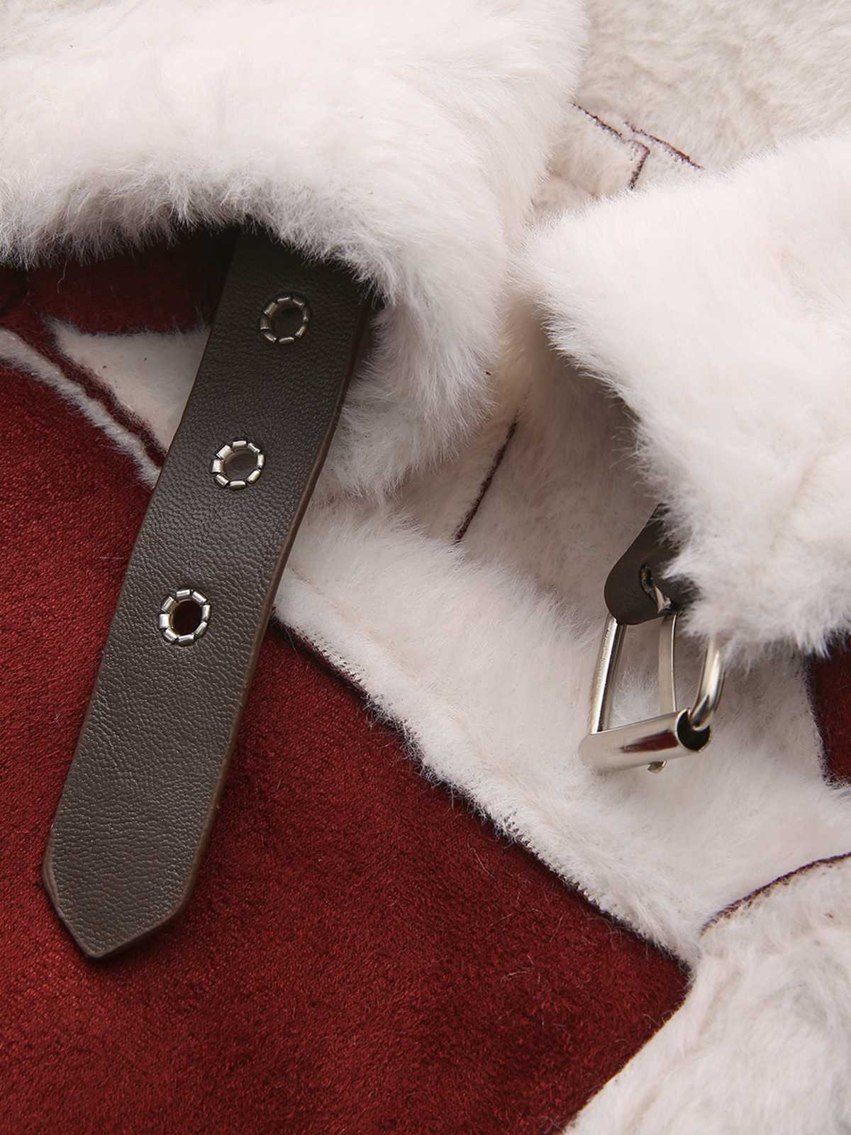 1940s Lapel Plush Buckle Pocketed Jacket - Image 4