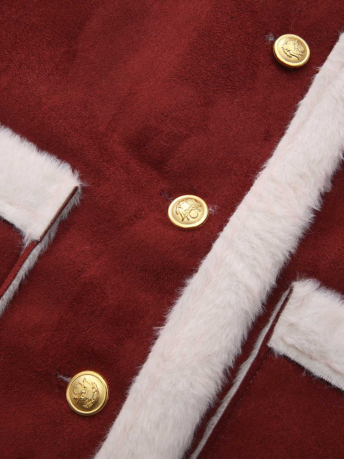 1940s Lapel Plush Buckle Pocketed Jacket - Image 5