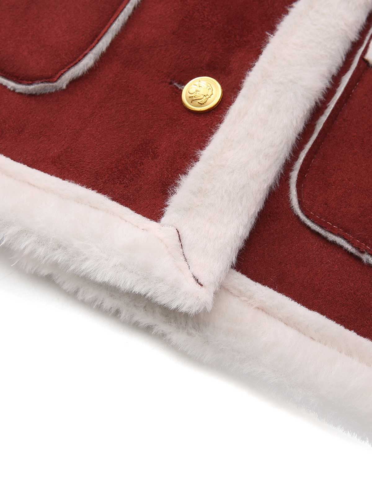 1940s Lapel Plush Buckle Pocketed Jacket - Image 6