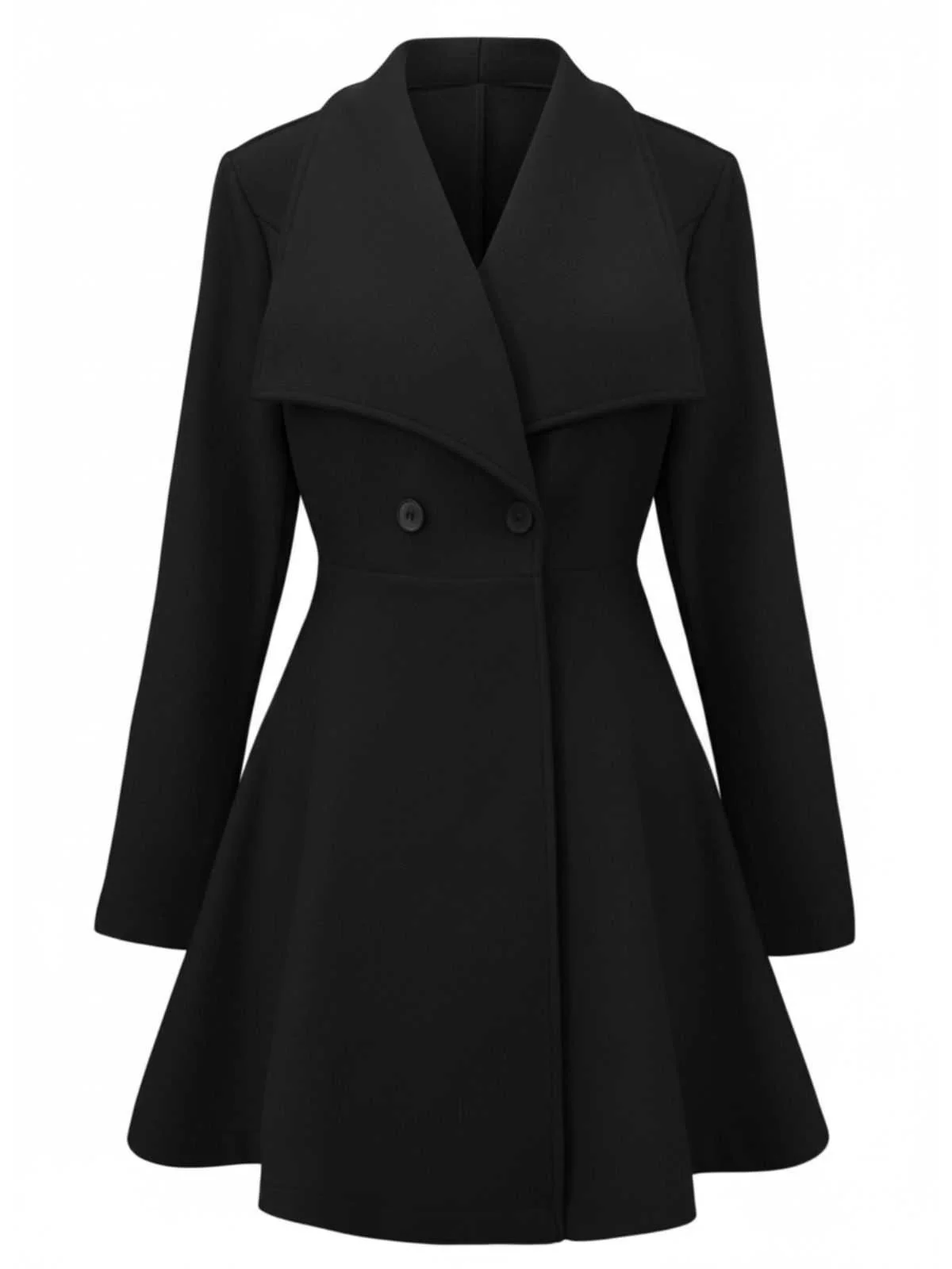 1940s Lapel Solid Tailored Coat - Image 2