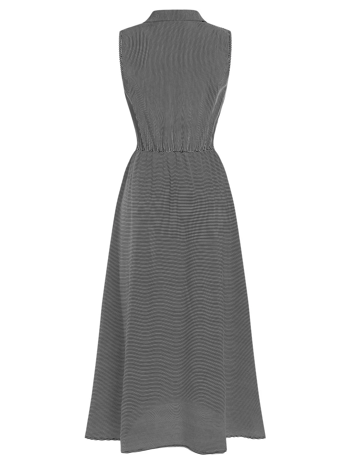 1940s Lapel Stripes Sleeveless Dress - Image 3
