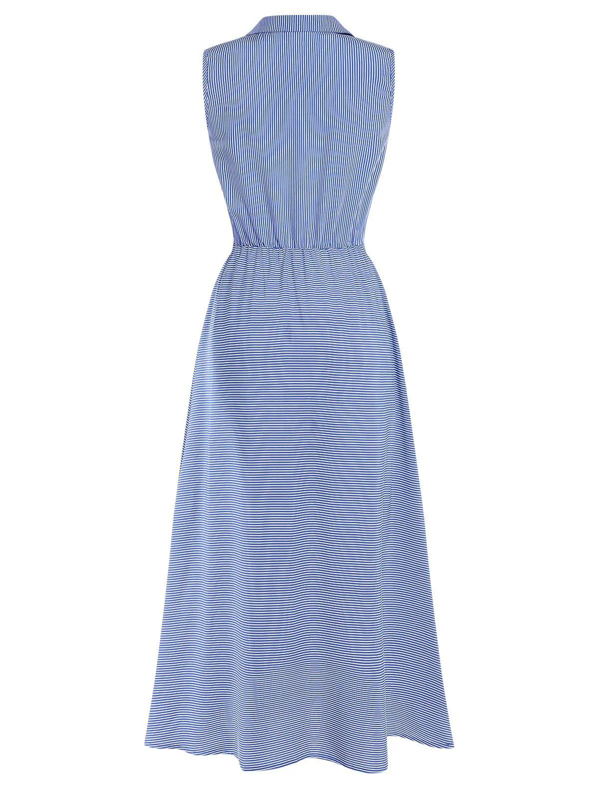 1940s Lapel Stripes Sleeveless Dress - Image 6