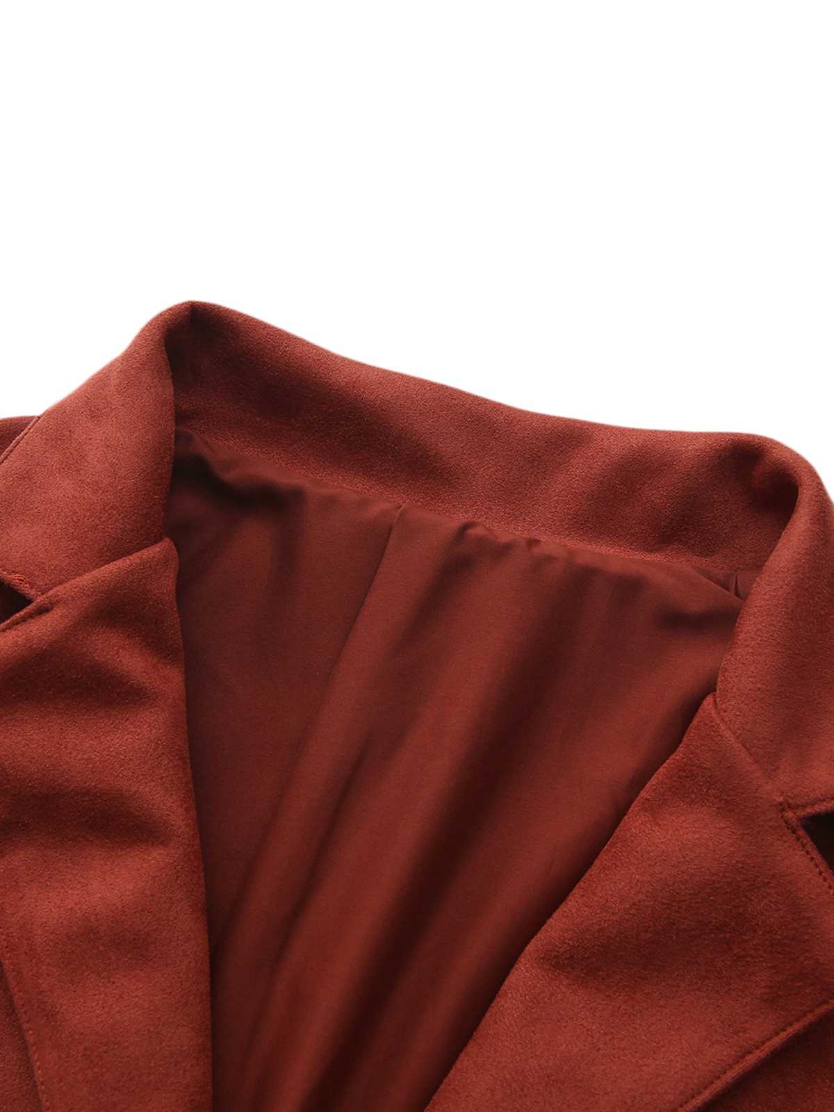 1940s Lapel Suede Pocket Blazer - Image 4