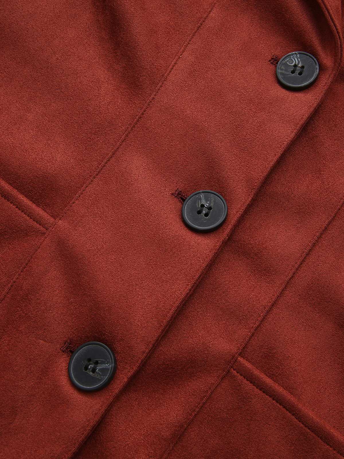 1940s Lapel Suede Pocket Blazer - Image 6