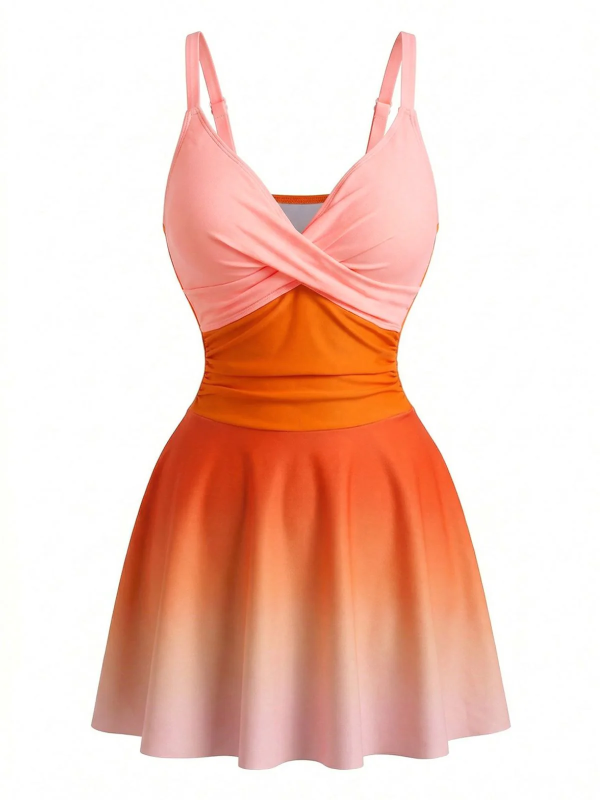1940s Mirrored Ombre Front Twist One-Piece Swim Dress - Image 4