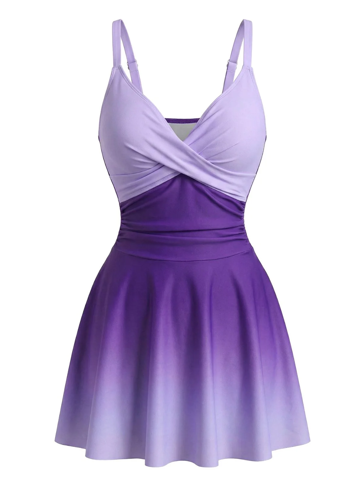 1940s Mirrored Ombre Front Twist One-Piece Swim Dress - Image 8