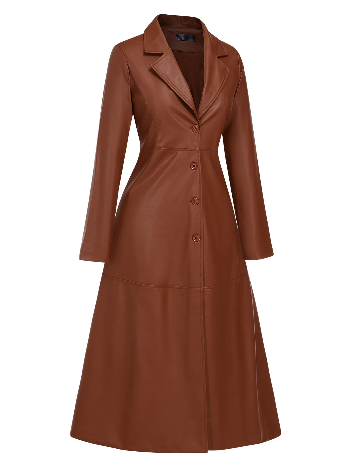 1940s Notched Collar Button Leather Coat - Image 2