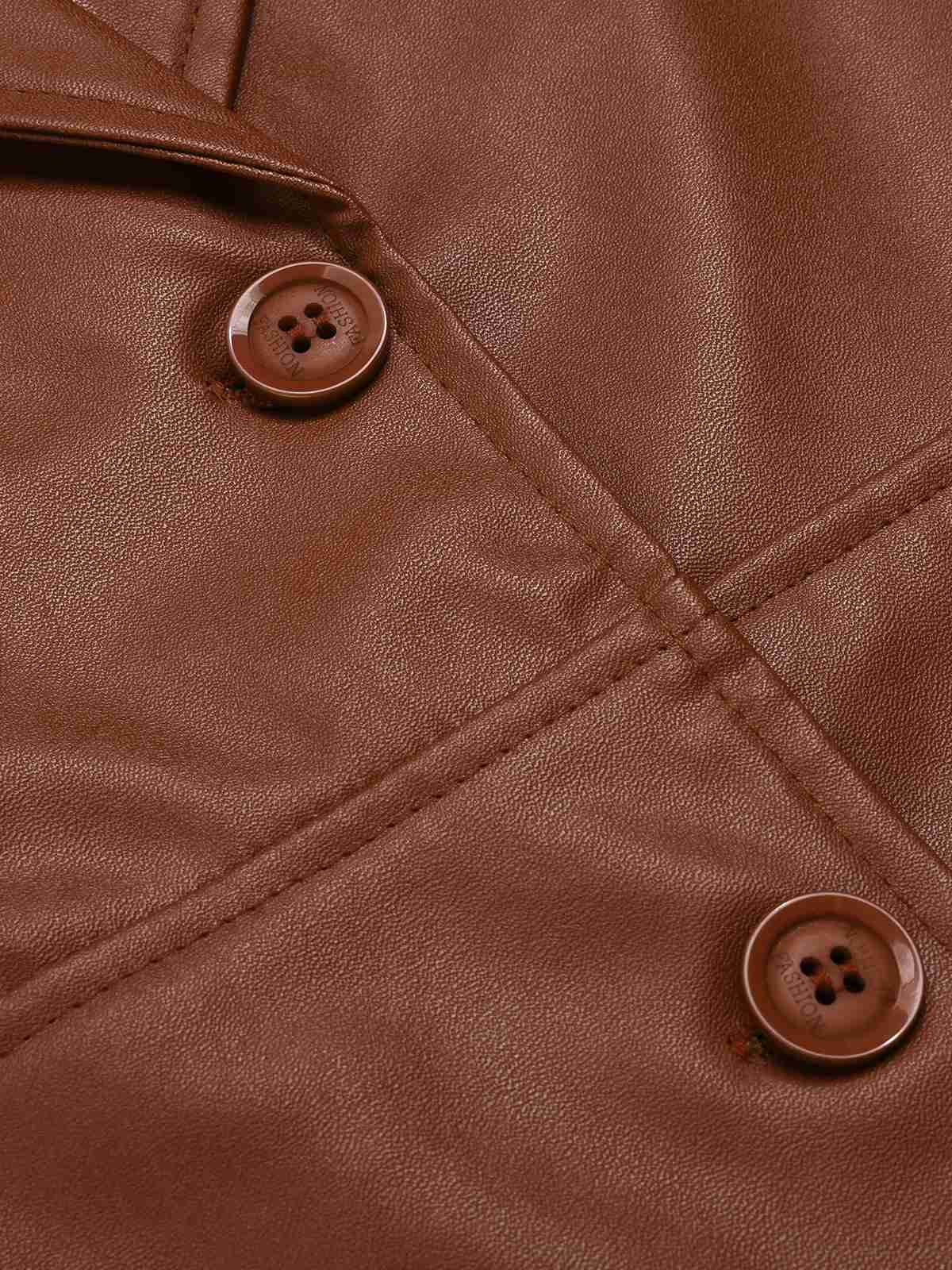 1940s Notched Collar Button Leather Coat - Image 4