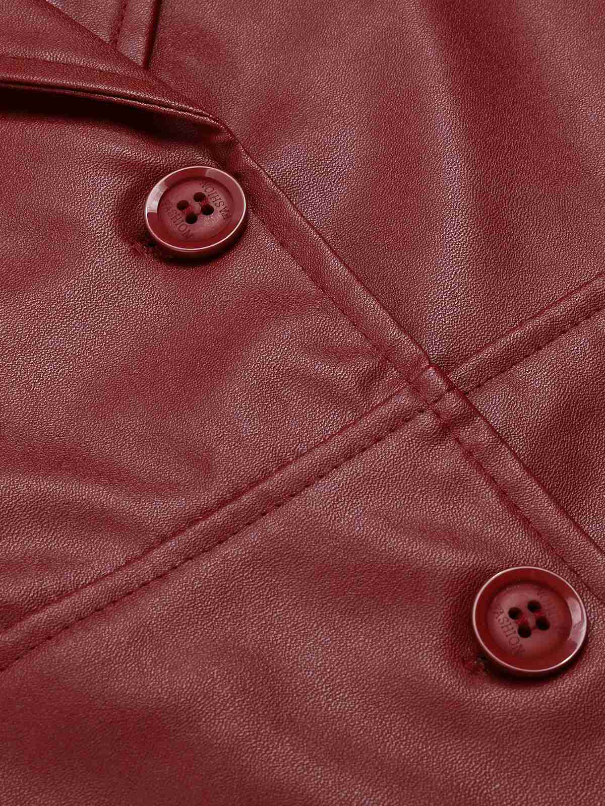 1940s Notched Collar Button Leather Coat - Image 8