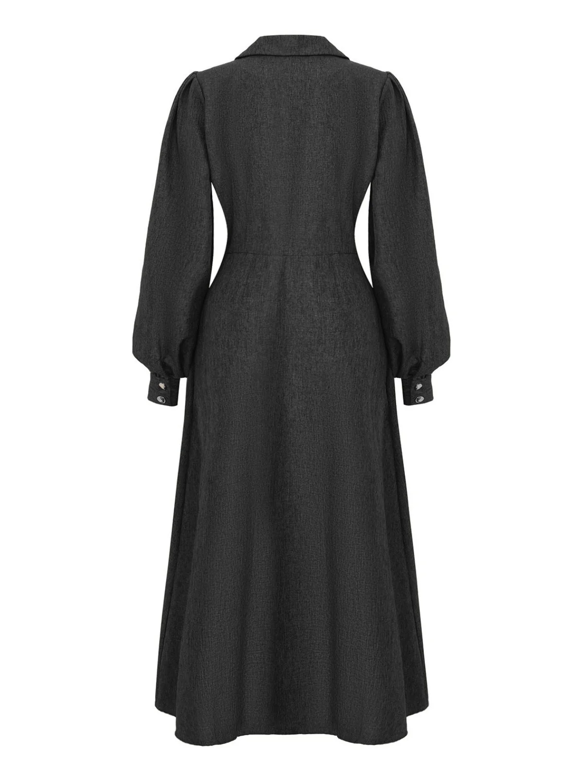 1940s Notched Collar Lantern Sleeve Button Dress - Image 10