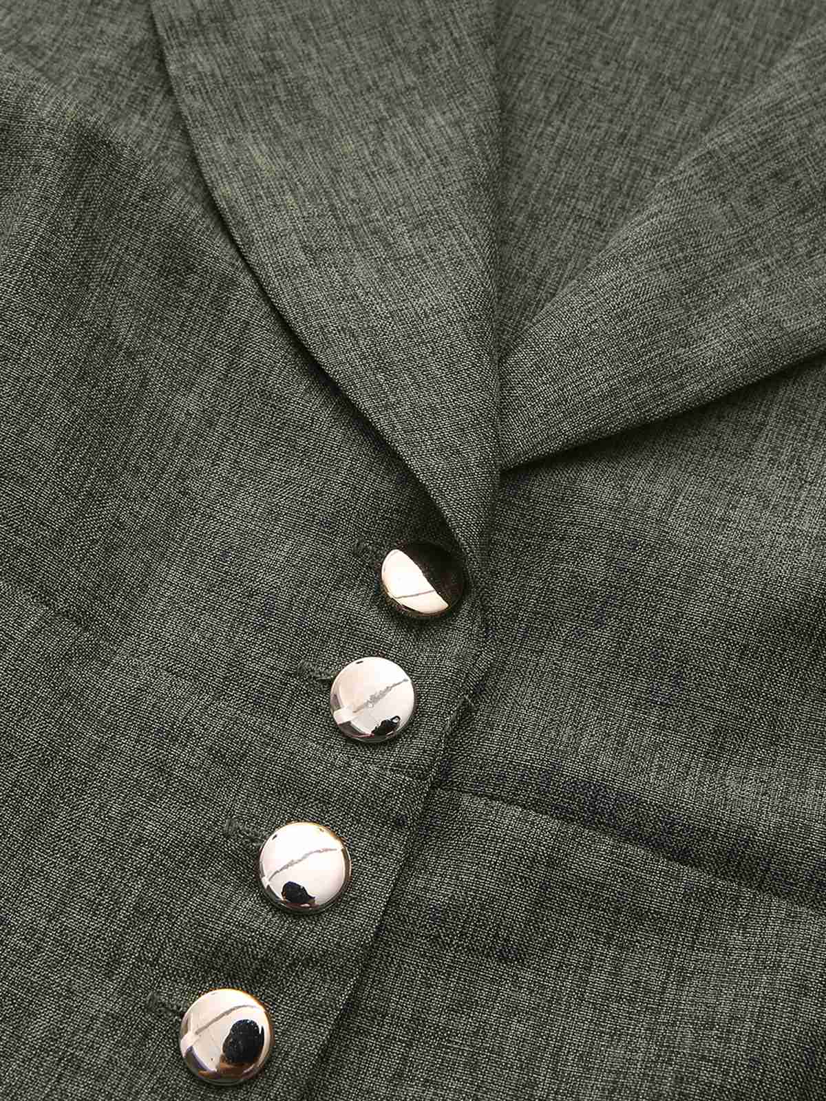 1940s Notched Collar Lantern Sleeve Button Dress - Image 4