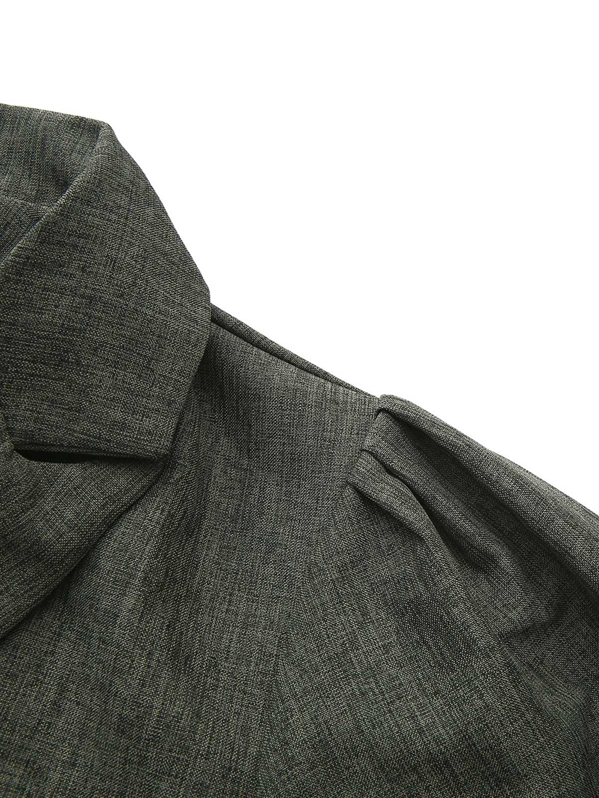 1940s Notched Collar Lantern Sleeve Button Dress - Image 5