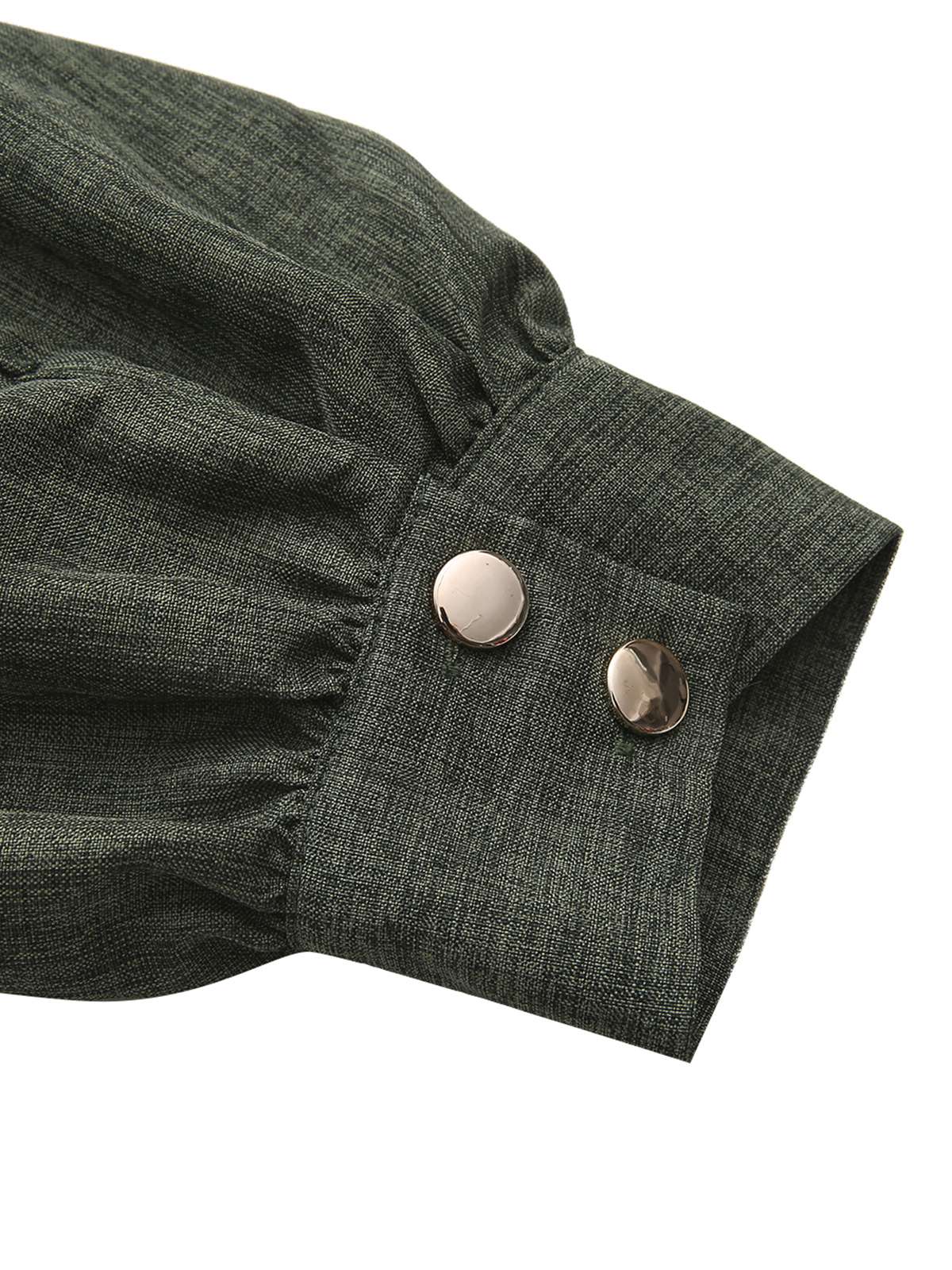 1940s Notched Collar Lantern Sleeve Button Dress - Image 6